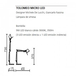 Lámpara de Mesa TOLOMEO MICRO LED LED con Base Artemide
