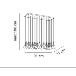 Lámpara Suspensión DROP 24 TULIPAS RECTANGULAR Almalight